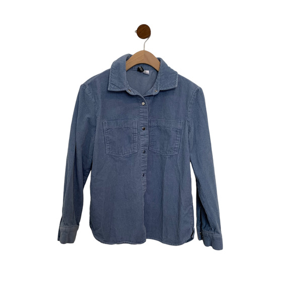 Divided H&M Shacket Shirt Jacket Size XS Long Sleeve Light Blue Solid Snap-front - Picture 15 of 15